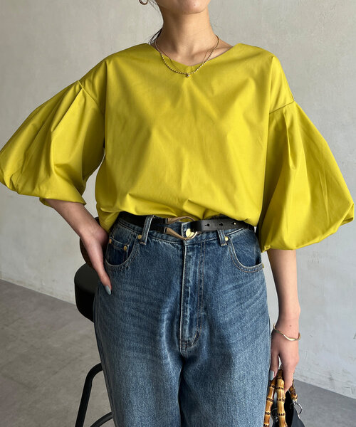 Chez toi(シェトワ)の「袖バルーンブラウス(シャツ/ブラウス・レディース・ライム/ブラック/ブルー/ブラック系その他・FREE)」の21枚目の写真