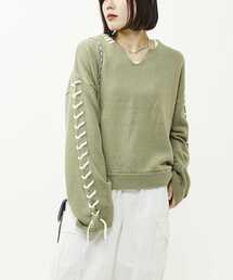 CONVERSE TOKYO×CLANE 袖レースアップVネックプルオーバー