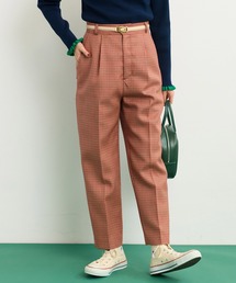 2/30グミ加工 レトロ千鳥柄 パンツ