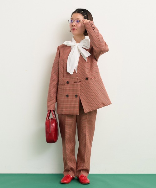 CHILD WOMAN(チャイルドウーマン)の「2/30グミ加工 レトロ千鳥柄 パンツ(その他パンツ・レディース・レッド・38/36)」の15枚目の写真