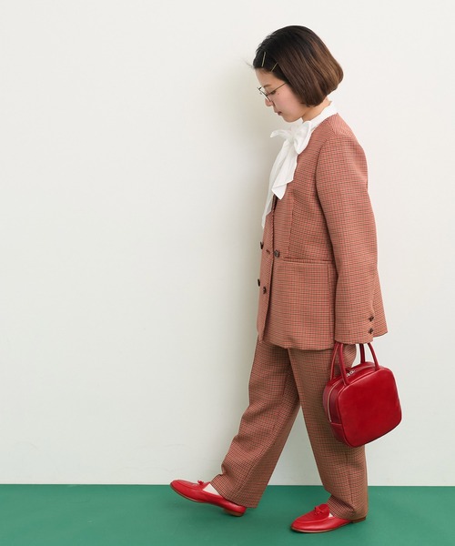 CHILD WOMAN(チャイルドウーマン)の「2/30グミ加工 レトロ千鳥柄 パンツ(その他パンツ・レディース・レッド・38/36)」の17枚目の写真