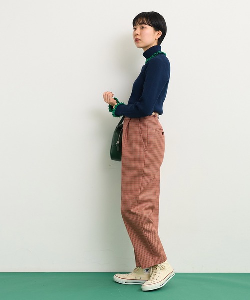 CHILD WOMAN(チャイルドウーマン)の「2/30グミ加工 レトロ千鳥柄 パンツ(その他パンツ・レディース・レッド・38/36)」の6枚目の写真