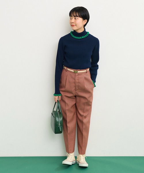 CHILD WOMAN(チャイルドウーマン)の「2/30グミ加工 レトロ千鳥柄 パンツ(その他パンツ・レディース・レッド・38/36)」の5枚目の写真