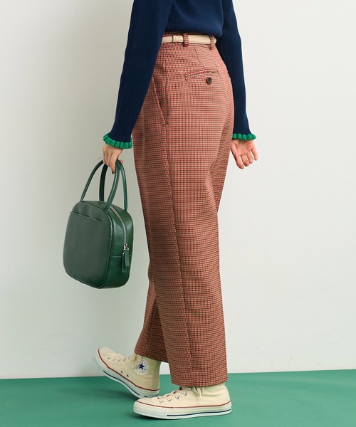 CHILD WOMAN(チャイルドウーマン)の「2/30グミ加工 レトロ千鳥柄 パンツ(その他パンツ・レディース・レッド・38/36)」の2枚目の写真