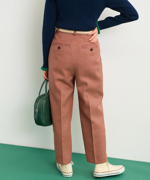 CHILD WOMAN(チャイルドウーマン)の「2/30グミ加工 レトロ千鳥柄 パンツ(その他パンツ・レディース・レッド・38/36)」の3枚目の写真