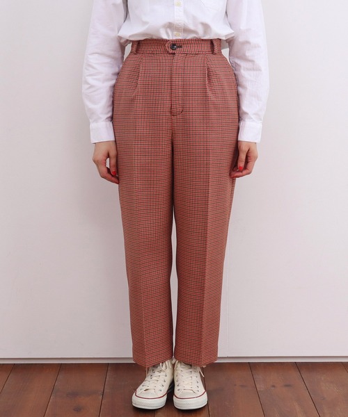 CHILD WOMAN(チャイルドウーマン)の「2/30グミ加工 レトロ千鳥柄 パンツ(その他パンツ・レディース・レッド・38/36)」の18枚目の写真