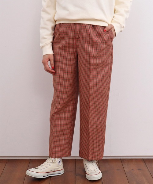 CHILD WOMAN(チャイルドウーマン)の「2/30グミ加工 レトロ千鳥柄 パンツ(その他パンツ・レディース・レッド・38/36)」の11枚目の写真