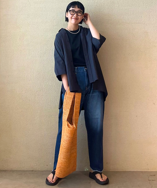 23SS 美品 ジャーナルスタンダードラックス タイプワッシャー ワイドシャツ JOURNAL STANDARD LUXE（ジャーナルスタンダード ラックス）の