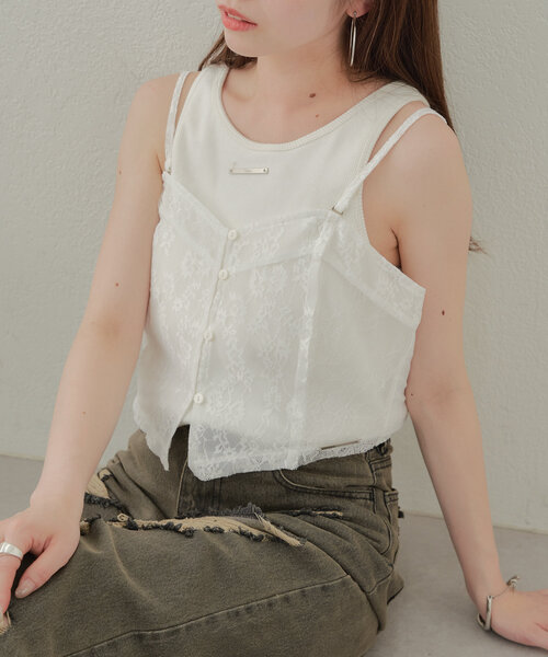 セール】コンパクトランジェリーデザインキャミ（シャツ/ブラウス