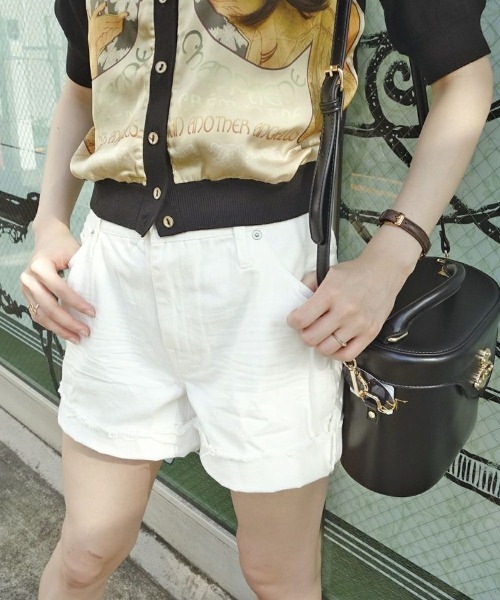 F i.n.t（フィント）の「デニム裾フリンジショートパンツ/F&A/fint（デニムパンツ・レディース・オフホワイト/インディゴブルー・M/S）」の2枚目の写真