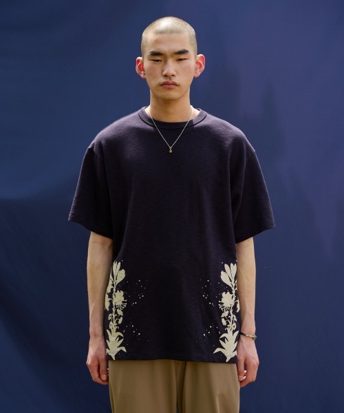 rehacer(レアセル)の「rehacer. : Drip Slub Yarn CS / ドリップ スラブ ヤーン カットソー(Tシャツ/カットソー・メンズ・ネイビー/ブラック・SMALL/MEDIUM/LARGE)」の4枚目の写真