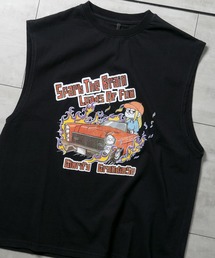 HALHAM（ハルハム）の「ヴィンテージライク ノースリーブ プリントTシャツ【IR】 オーバーサイズ メンズ レディース（Tシャツ/カットソー）」