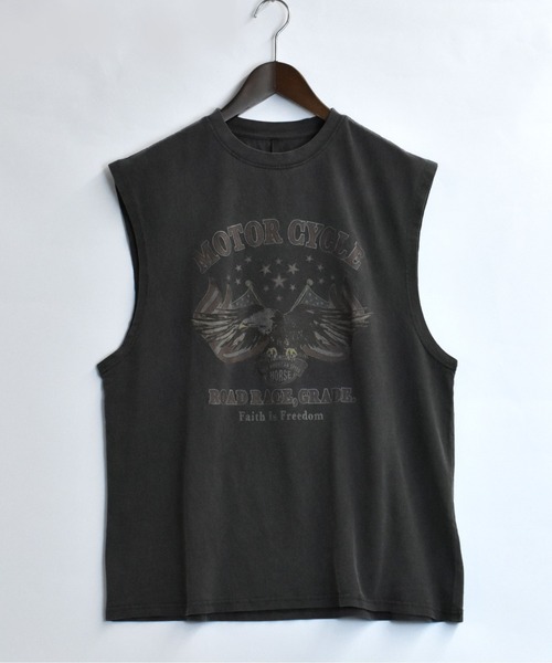 セール】ヴィンテージライク ノースリーブ プリントTシャツ【IR