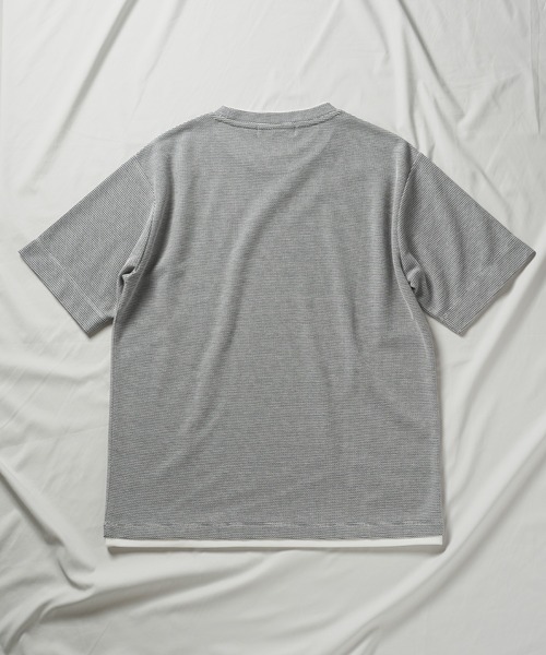 UNION STATION（ユニオンステーション）の「ハニカムボーダーフェイクレイヤードTシャツ（Tシャツ/カットソー・メンズ・ブラック/ホワイト×ブラック/ホワイト×ネイビー・M/LL/L）」の7枚目の写真