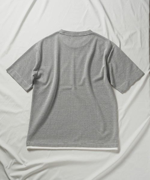 UNION STATION（ユニオンステーション）の「ハニカムボーダーフェイクレイヤードTシャツ（Tシャツ/カットソー・メンズ・ブラック/ホワイト×ブラック/ホワイト×ネイビー・M/LL/L）」の13枚目の写真