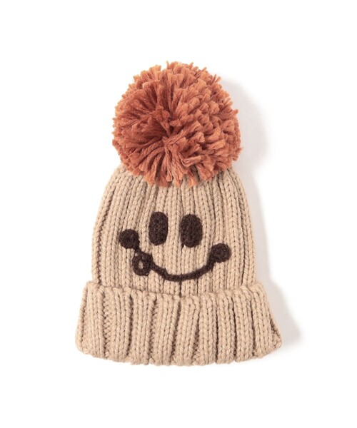 BEAMS mini（ビームスミニ）の「スマイル ニット ポンポン ワッチ 2024FW（ニットキャップ/ビーニー・キッズ・ブルー/ベージュ/ミント/ピンク・ONE SIZE）」の2枚目の写真