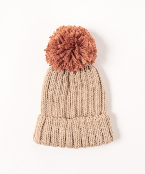 BEAMS mini（ビームスミニ）の「スマイル ニット ポンポン ワッチ 2024FW（ニットキャップ/ビーニー・キッズ・ブルー/ベージュ/ミント/ピンク・ONE SIZE）」の9枚目の写真