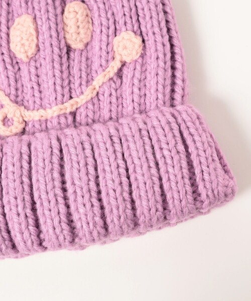 BEAMS mini（ビームスミニ）の「スマイル ニット ポンポン ワッチ 2024FW（ニットキャップ/ビーニー・キッズ・ブルー/ベージュ/ミント/ピンク・ONE SIZE）」の11枚目の写真