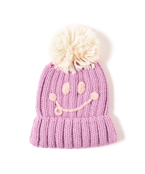 BEAMS mini（ビームスミニ）の「スマイル ニット ポンポン ワッチ 2024FW（ニットキャップ/ビーニー・キッズ・ブルー/ベージュ/ミント/ピンク・ONE SIZE）」の16枚目の写真
