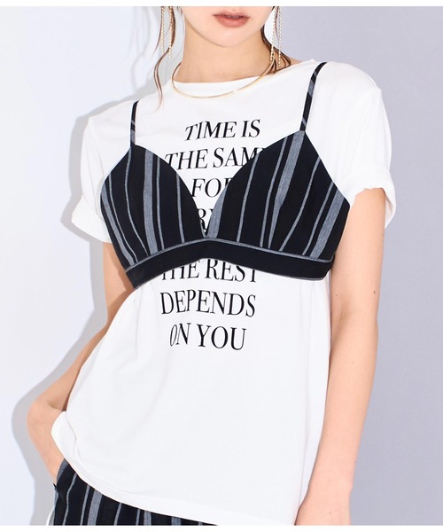 Settimissimo（セッティミッシモ）の「マルチストライプビスチェ（キャミソール・レディース・アイボリー/ブラック・FREE）」の2枚目の写真