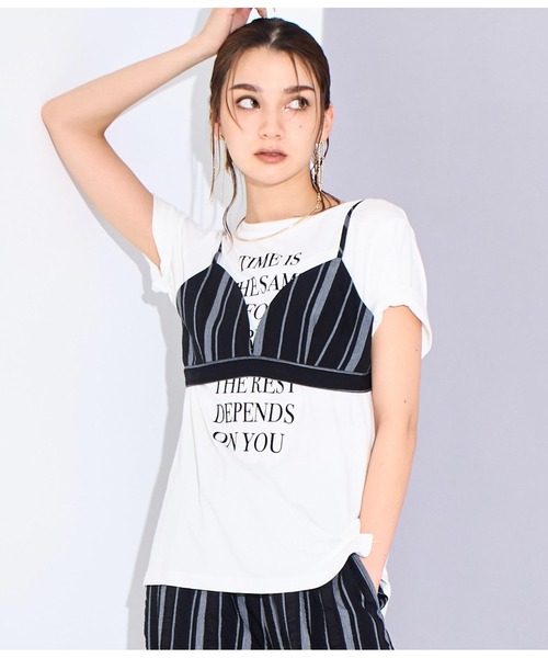 Settimissimo（セッティミッシモ）の「マルチストライプビスチェ（キャミソール・レディース・アイボリー/ブラック・FREE）」の12枚目の写真