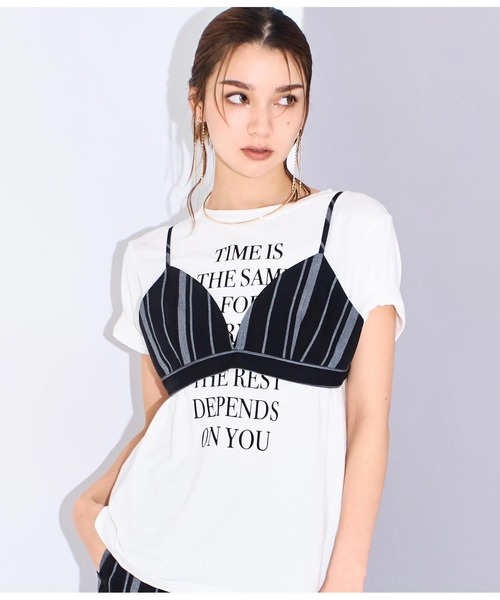 Settimissimo（セッティミッシモ）の「マルチストライプビスチェ（キャミソール・レディース・アイボリー/ブラック・FREE）」の10枚目の写真