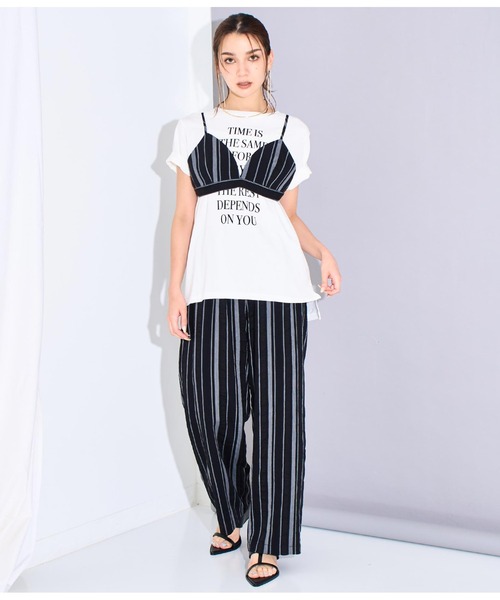 Settimissimo（セッティミッシモ）の「マルチストライプビスチェ（キャミソール・レディース・アイボリー/ブラック・FREE）」の7枚目の写真