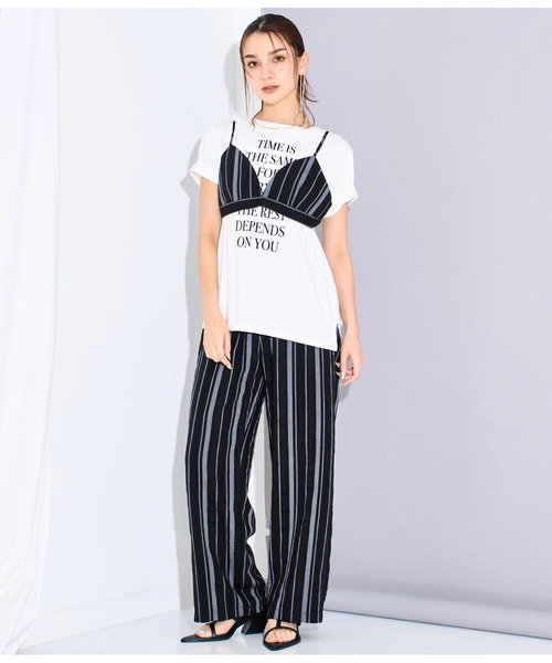 Settimissimo（セッティミッシモ）の「マルチストライプビスチェ（キャミソール・レディース・アイボリー/ブラック・FREE）」の6枚目の写真