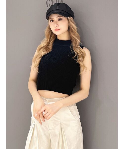 GYDA(ジェイダ)の「NOUSノースリケーブルニットトップス(ニット/セーター・レディース・ブラック/オフホワイト/マスタード・FREE)」の16枚目の写真