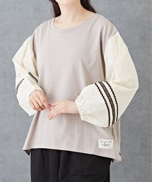 CUBE SUGAR（キューブシュガー）の「32/-OE天竺チロリアンブラウスTシャツ（Tシャツ/カットソー）」