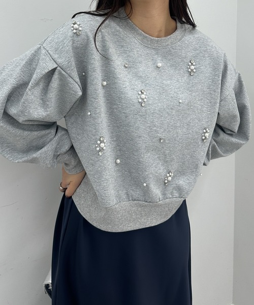 RANAN（ラナン）の「ポンチ素材ビジュースウェット（スウェット・レディース・ホワイト/ライトグレー/ブラック・L/LL/M）」の3枚目の写真