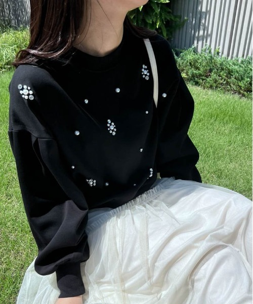 RANAN（ラナン）の「ポンチ素材ビジュースウェット（スウェット・レディース・ホワイト/ライトグレー/ブラック・L/LL/M）」の9枚目の写真