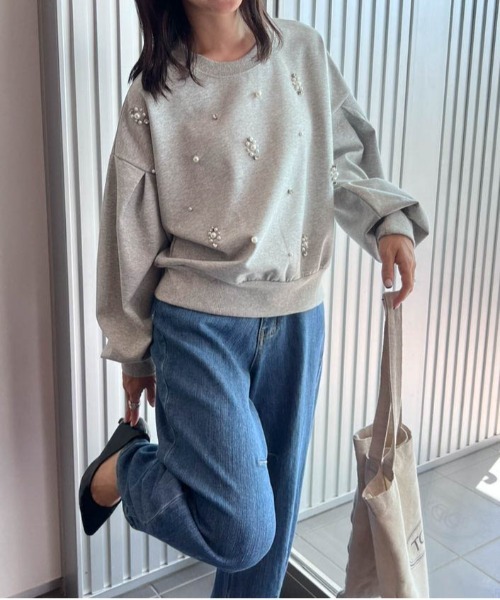 RANAN（ラナン）の「ポンチ素材ビジュースウェット（スウェット・レディース・ホワイト/ライトグレー/ブラック・L/LL/M）」の10枚目の写真