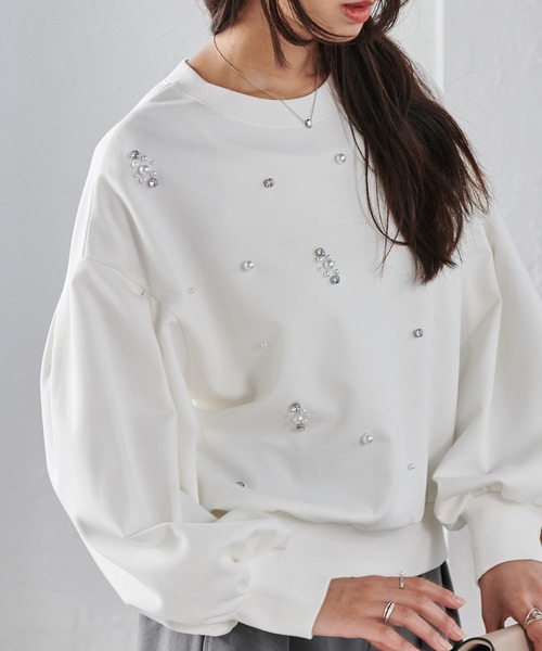 RANAN（ラナン）の「ポンチ素材ビジュースウェット（スウェット・レディース・ホワイト/ライトグレー/ブラック・L/LL/M）」の8枚目の写真