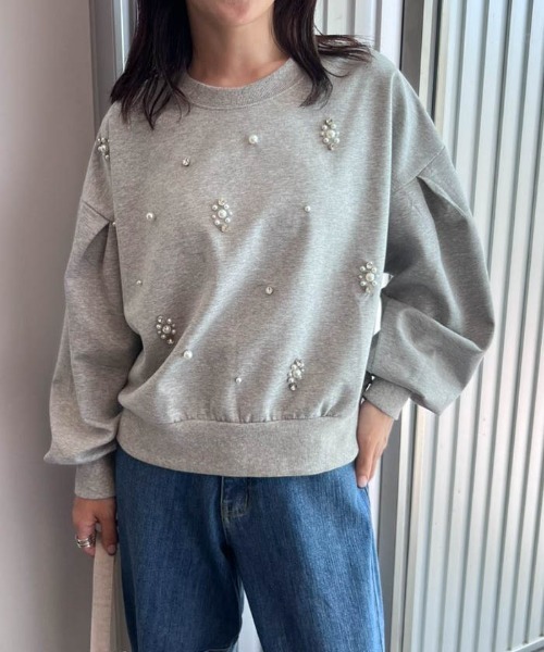 RANAN（ラナン）の「ポンチ素材ビジュースウェット（スウェット・レディース・ホワイト/ライトグレー/ブラック・L/LL/M）」の11枚目の写真