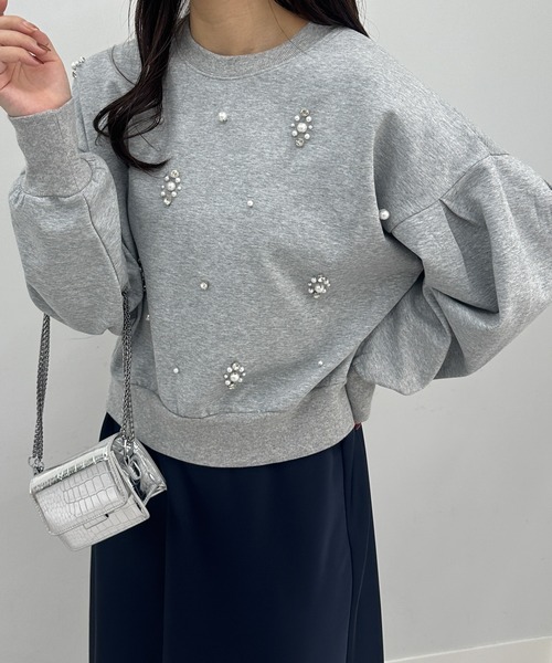 RANAN（ラナン）の「ポンチ素材ビジュースウェット（スウェット・レディース・ホワイト/ライトグレー/ブラック・L/LL/M）」の14枚目の写真