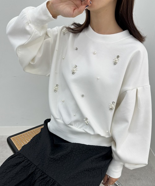 RANAN（ラナン）の「ポンチ素材ビジュースウェット（スウェット・レディース・ホワイト/ライトグレー/ブラック・L/LL/M）」の17枚目の写真