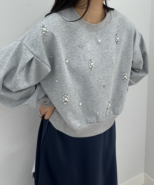 RANAN（ラナン）の「ポンチ素材ビジュースウェット（スウェット・レディース・ホワイト/ライトグレー/ブラック・L/LL/M）」の13枚目の写真