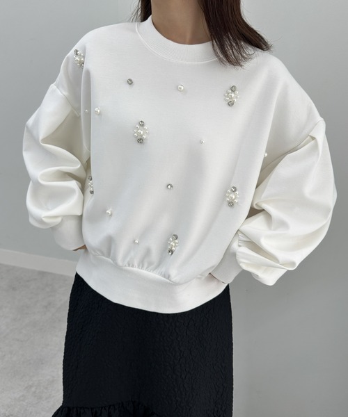 RANAN（ラナン）の「ポンチ素材ビジュースウェット（スウェット・レディース・ホワイト/ライトグレー/ブラック・L/LL/M）」の18枚目の写真