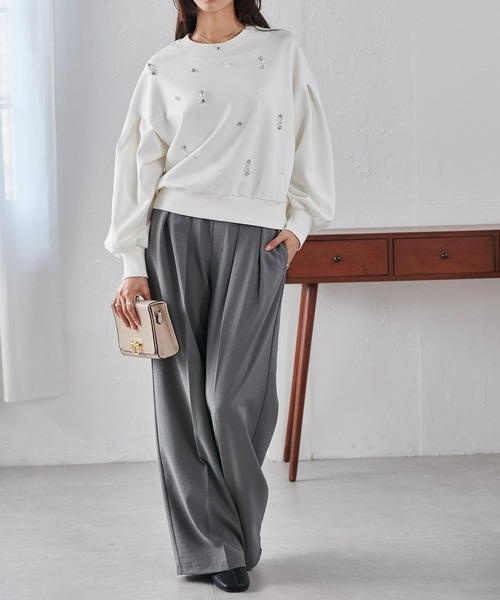 RANAN（ラナン）の「ポンチ素材ビジュースウェット（スウェット・レディース・ホワイト/ライトグレー/ブラック・L/LL/M）」の19枚目の写真