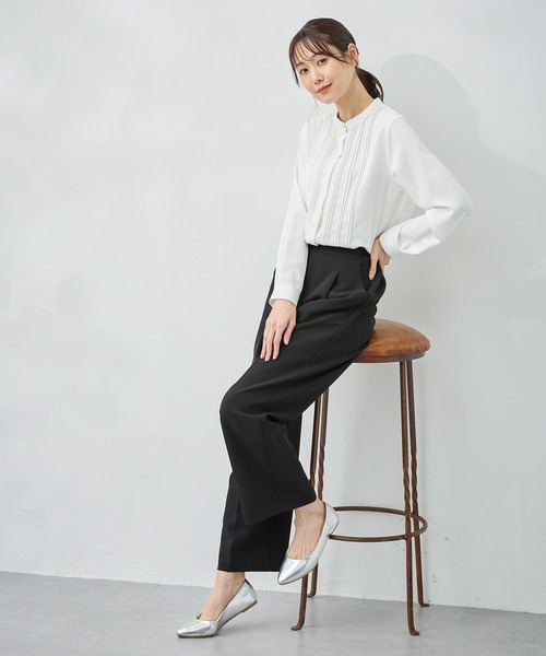 Honeys(ハニーズ)の「【ストレッチ/ウォッシャブル/イージーケア】美ージーストレートパンツ(股下65cm)(スラックス・レディース・ブラック/モカ/ネイビー/ダークオレンジ/チャコールグレー・L/M/S/SS/3L/LL)」の8枚目の写真