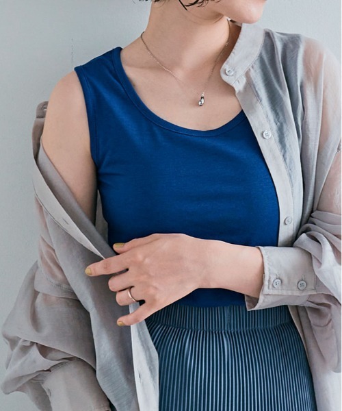 kirakiraShop(キラキラショップ)の「ベーシック ストレッチ 無地 タンクトップ(タンクトップ・レディース・オフホワイト/ブルー/ブラック/カーキ/ライトグレー/ダークグレー/ネイビー/ベージュ・FREE)」の1枚目の写真