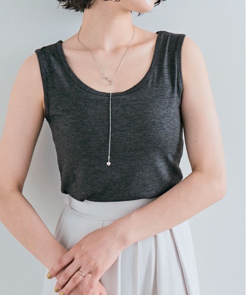 kirakiraShop(キラキラショップ)の「ベーシック ストレッチ 無地 タンクトップ(タンクトップ・レディース・オフホワイト/ブルー/ブラック/カーキ/ライトグレー/ダークグレー/ネイビー/ベージュ・FREE)」の5枚目の写真
