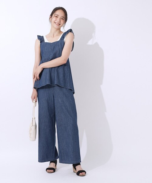 Cutie Blonde（キューティーブロンド）の「◆【洗える/セットアップ可】やわらかデニム タックワイドパンツ（デニムパンツ・レディース・ブラック/ブルー系その他・04/03/02）」の9枚目の写真