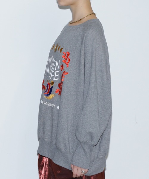 GENE HEAVENS（ジーンヘブンズ）の「(GENE HEAVENS)フラワーエンブロイダリー ラグランスリーブ スウェット（スウェット・レディース・グレー/ホワイト系その他・FREE）」の14枚目の写真