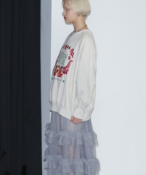 GENE HEAVENS（ジーンヘブンズ）の「(GENE HEAVENS)フラワーエンブロイダリー ラグランスリーブ スウェット（スウェット・レディース・グレー/ホワイト系その他・FREE）」の10枚目の写真