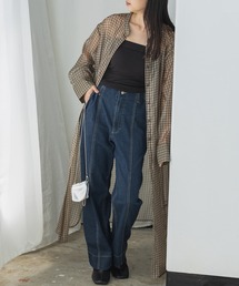 hunch（ハンチ）の「シアーチェック バンドカラーシャツワンピース（シャツワンピース）」