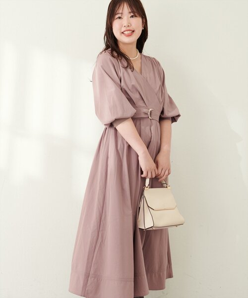 natural couture（ナチュラルクチュール）の「【ako】骨スト優勝カシュクールワンピース（ワンピース・レディース・モカ/ドット/スミクロ/ネイビー/ブラウン/レッド・FREE/LL）」の15枚目の写真