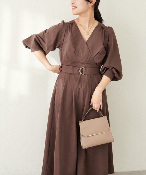 natural couture（ナチュラルクチュール）の「【ako】骨スト優勝カシュクールワンピース（ワンピース・レディース・モカ/ドット/スミクロ/ネイビー/ブラウン/レッド・FREE/LL）」の22枚目の写真