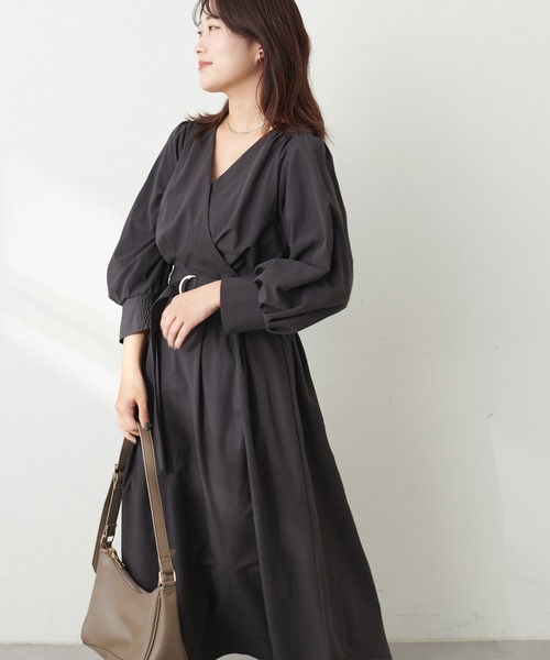 natural couture（ナチュラルクチュール）の「【ako】骨スト優勝カシュクールワンピース（ワンピース・レディース・モカ/ドット/スミクロ/ネイビー/ブラウン/レッド・FREE/LL）」の9枚目の写真